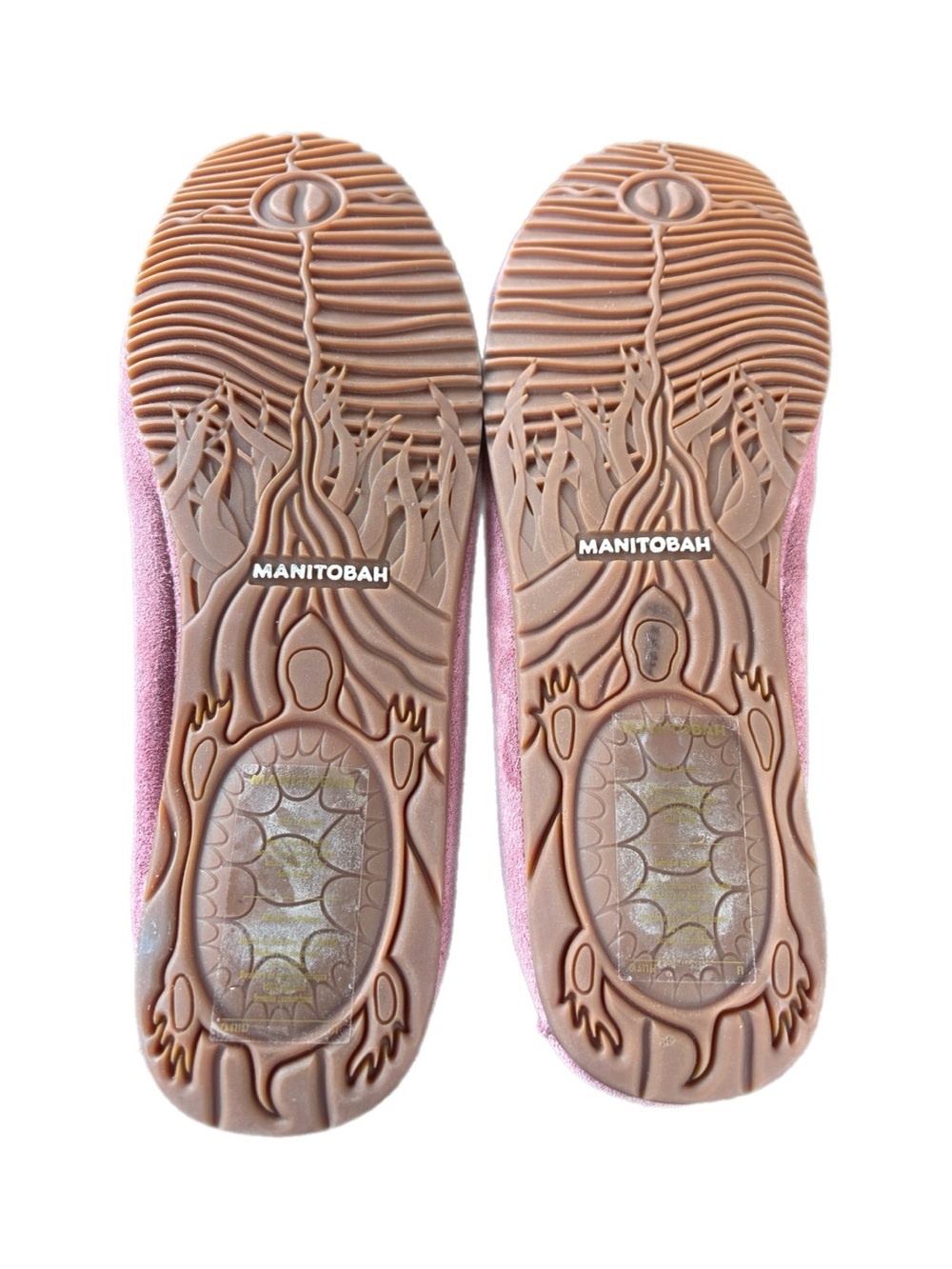 Manitobah Women's Pink Suede Fringe Moccasins - Classic Tassel Slip-Ons - Picture 3 of 4
